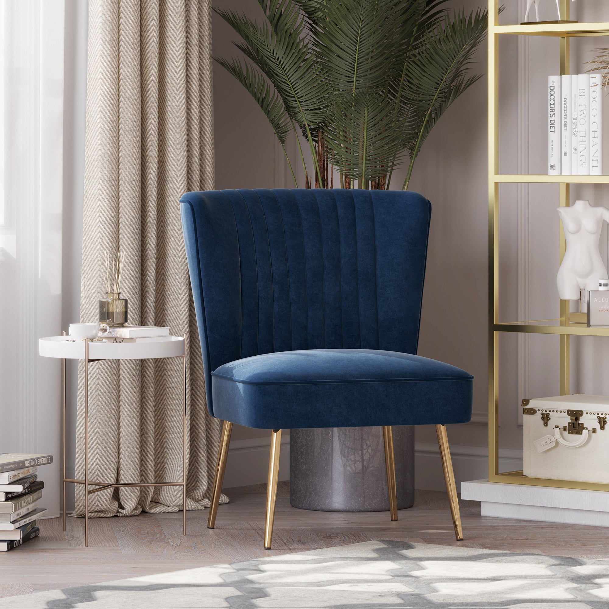 Velvet Armless Accent Chair