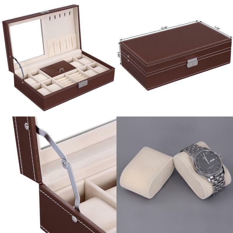 Kitcheniva 8 Slot Watch Box PU Leather Box Ring Necklace Jewelry Case