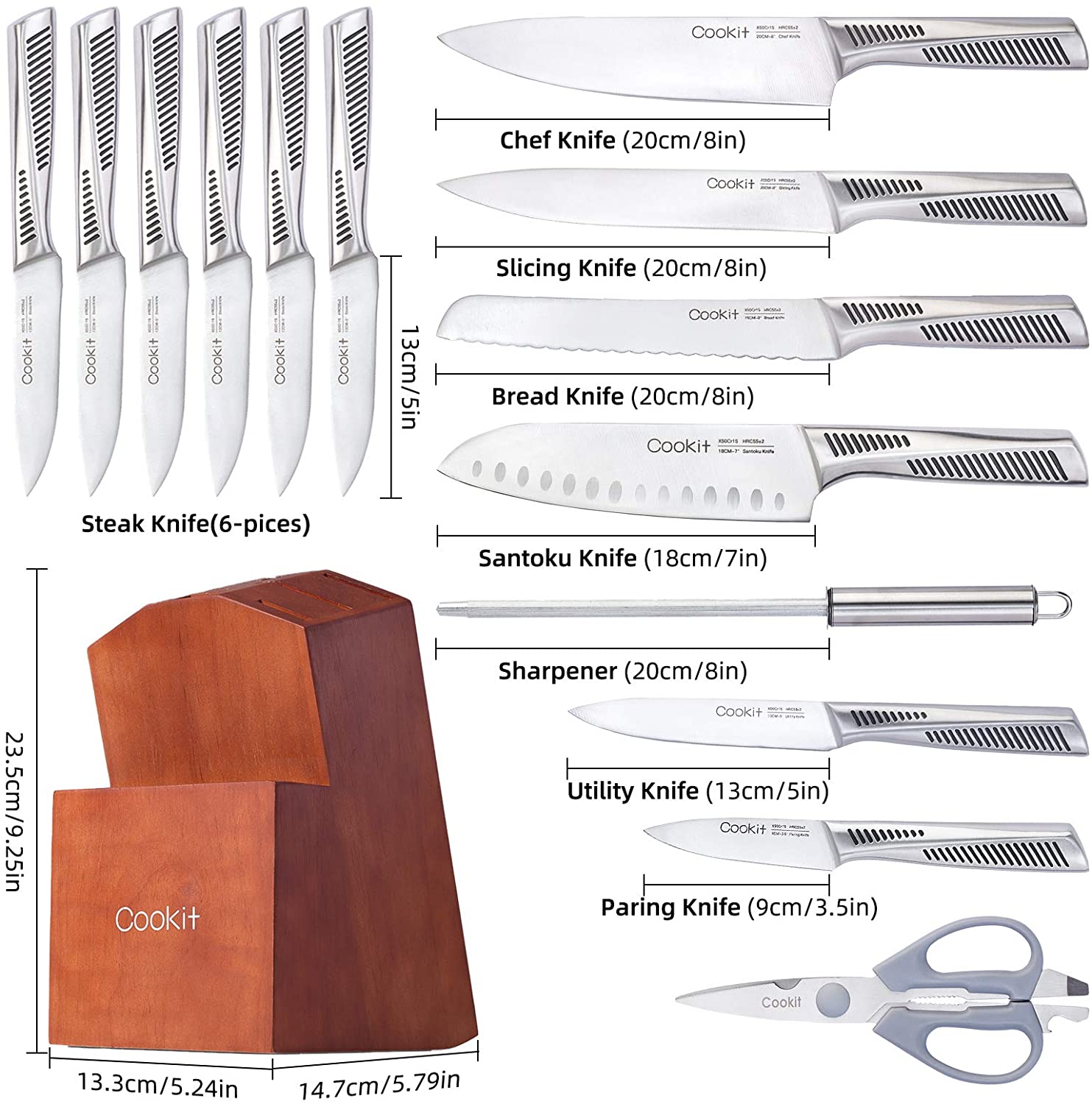 15 Pieces Stainless Steel Knives