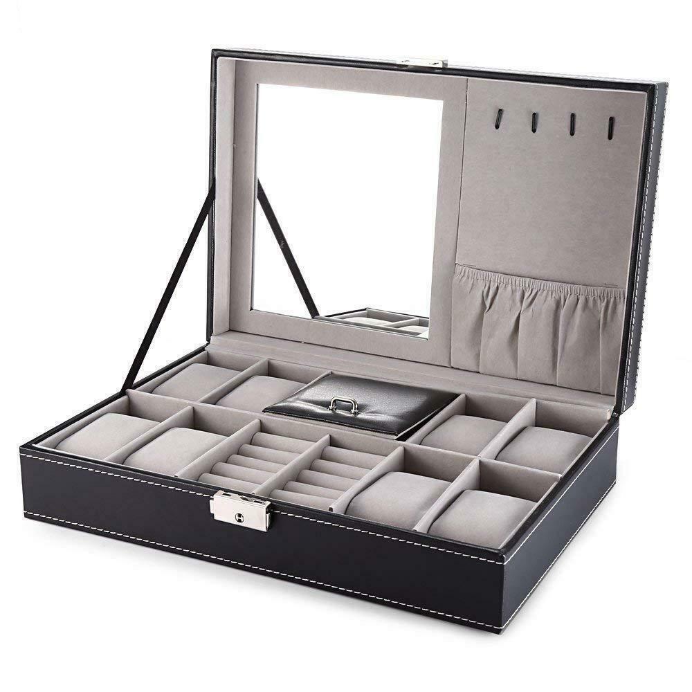 Kitcheniva 8 Slot Watch Box PU Leather Box Ring Necklace Jewelry Case