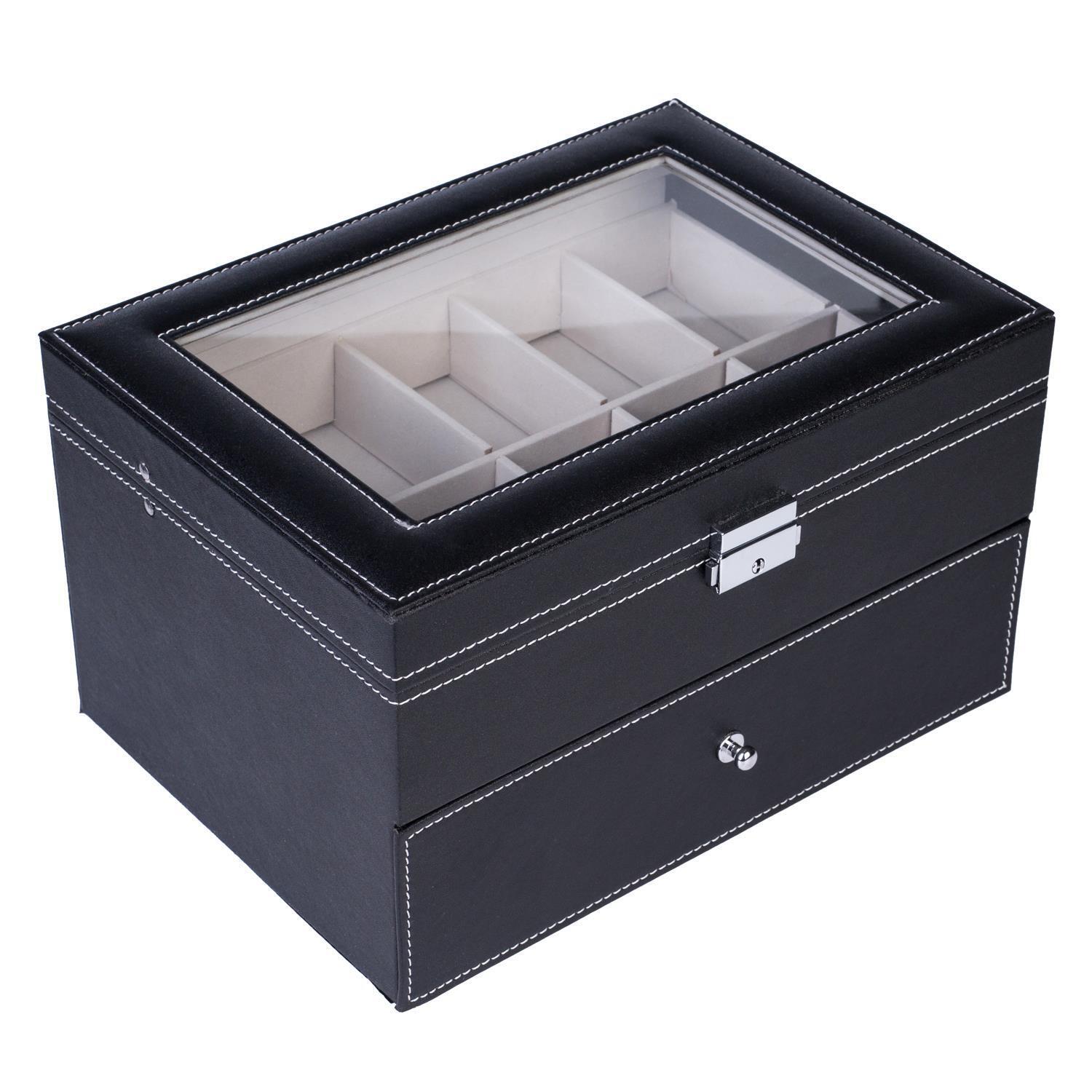 Kitcheniva 20 Slot PU Leather Watch Box Display Metal Glass Large Storage