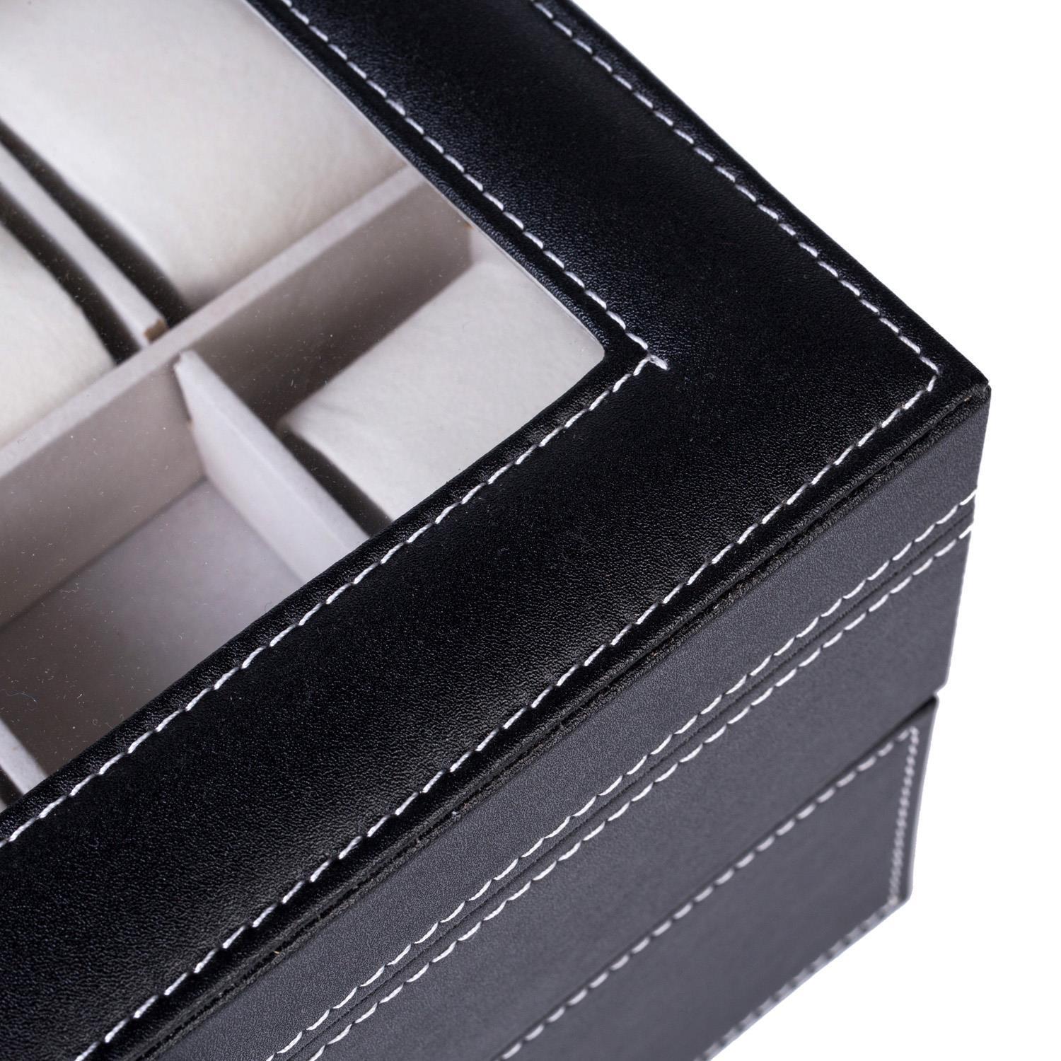 Kitcheniva 20 Slot PU Leather Watch Box Display Metal Glass Large Storage