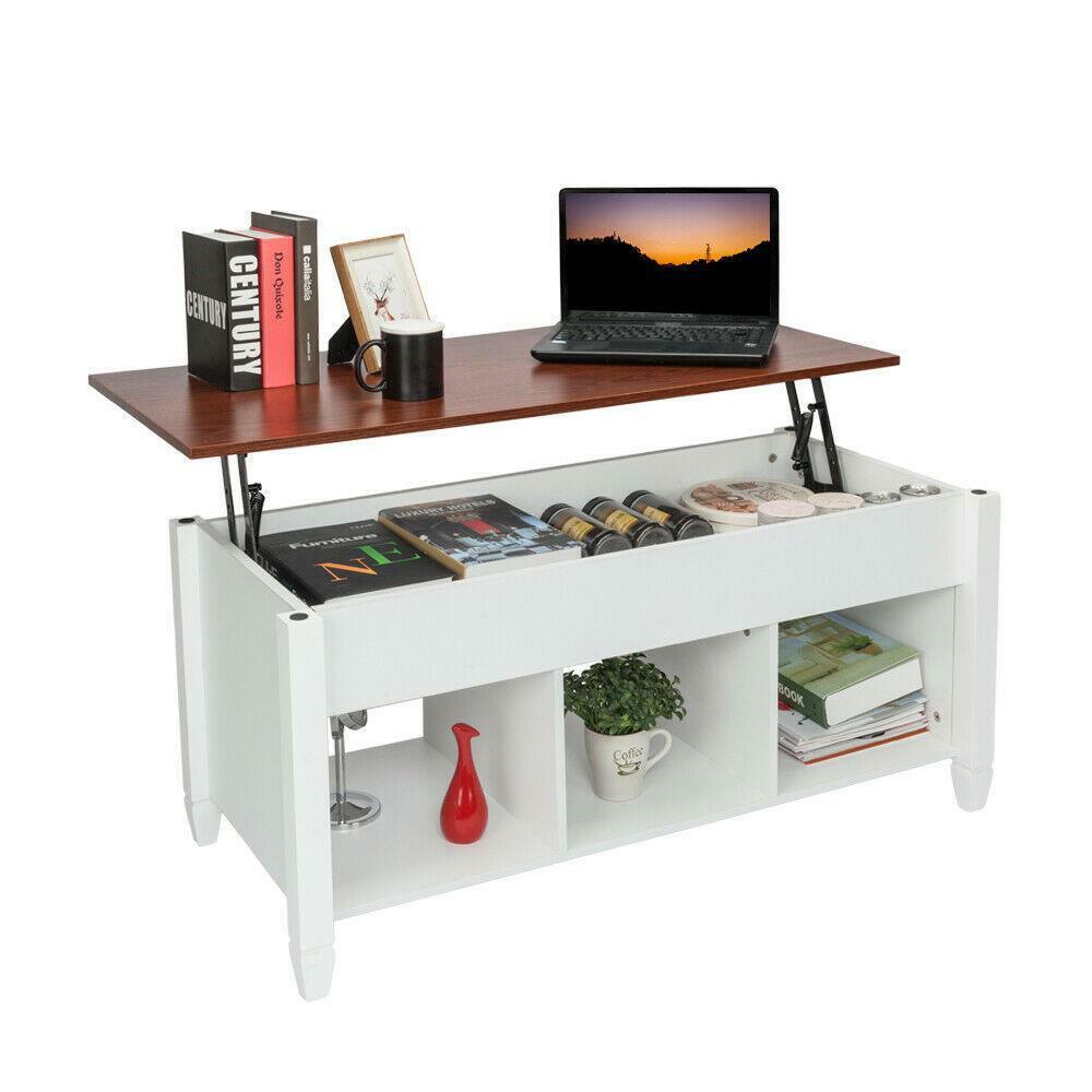 Kitcheniva Lift Top Coffee Table w/ Hidden Compartment And Storage Shelves