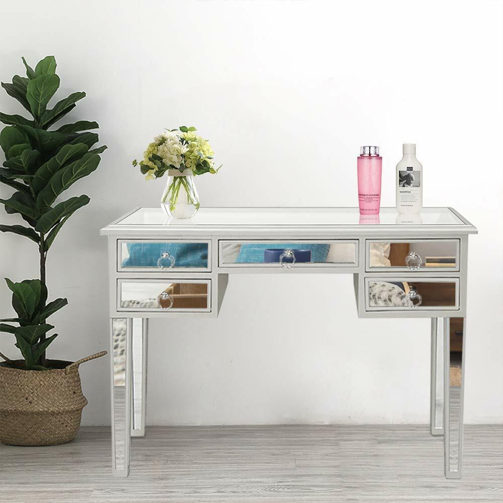 Kitcheniva 5 Drawer Mirrored Vanity Make-Up Desk Console Dressing