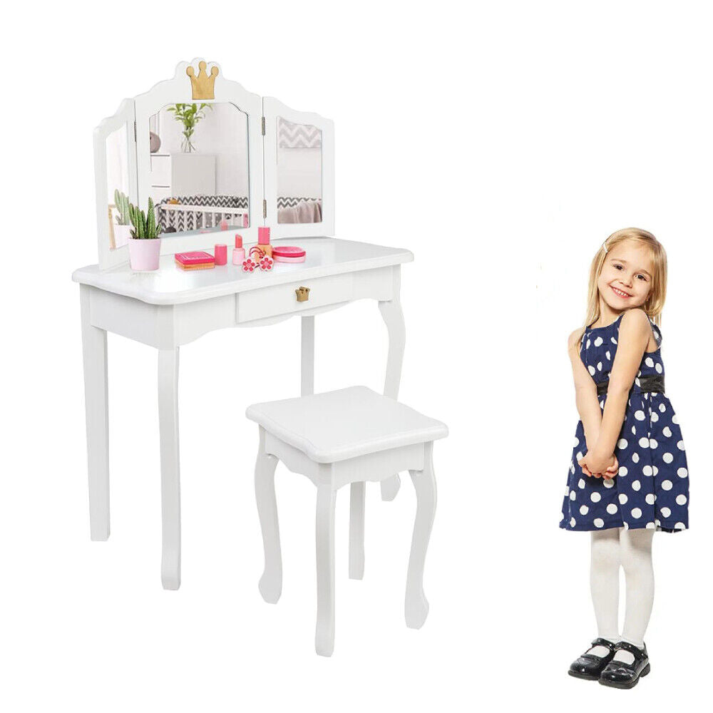 Kitcheniva Kids Pretend Play Kids Vanity Table And Chair Set