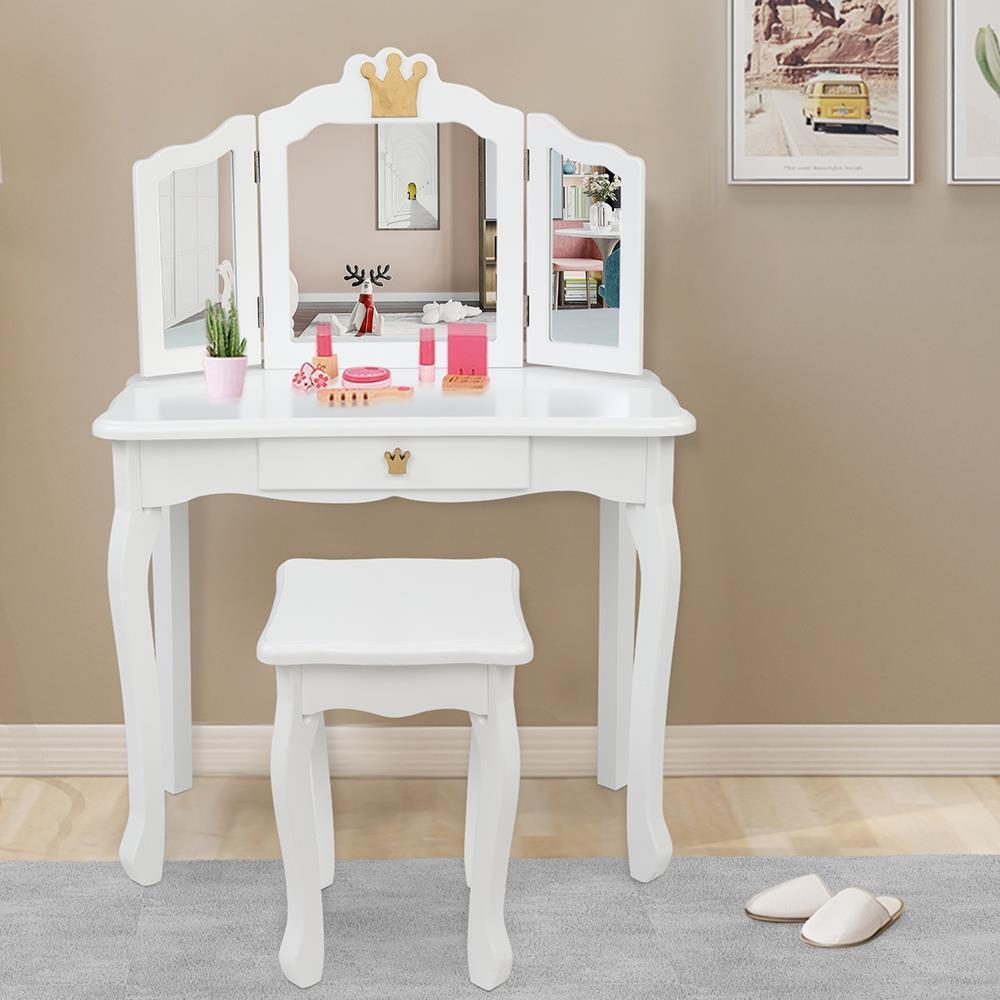 Kitcheniva Kids Pretend Play Kids Vanity Table And Chair Set