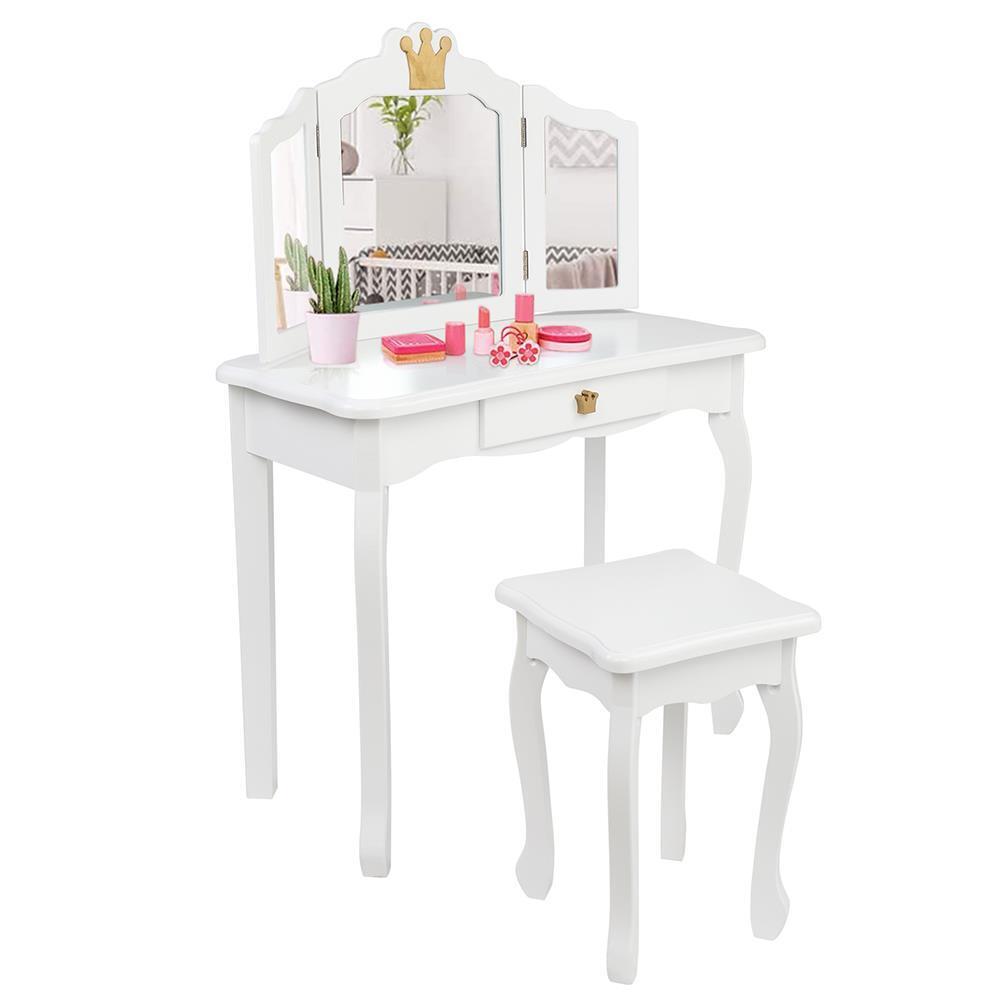 Kitcheniva Kids Pretend Play Kids Vanity Table And Chair Set