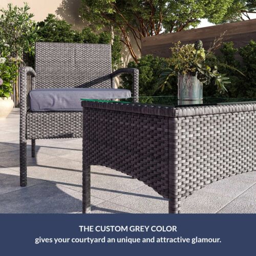 3-Pcs Outdoor Rattan Wicker Chairs & Table Set