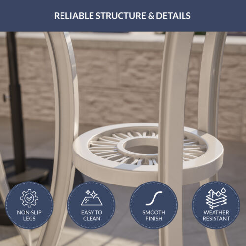 White Aluminum Cast 3 PC Bistro Outdoor Chairs Set