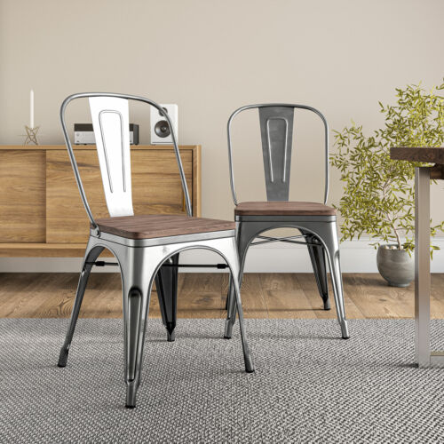 Modern Style Metal Dining 4 Chairs Set