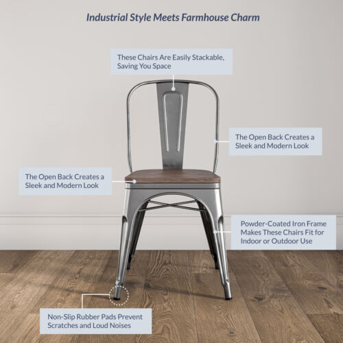 Modern Style Metal Dining 4 Chairs Set