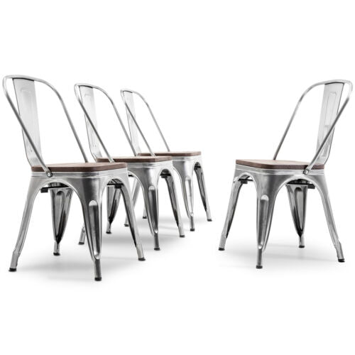 Modern Style Metal Dining 4 Chairs Set