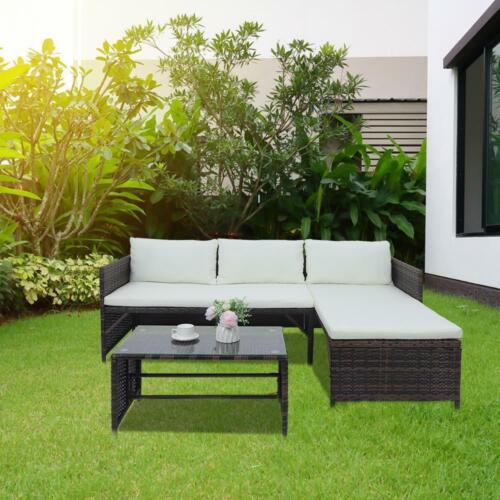 Kitcheniva Outdoor 3-Pcs Rattan Garden Sofa Set