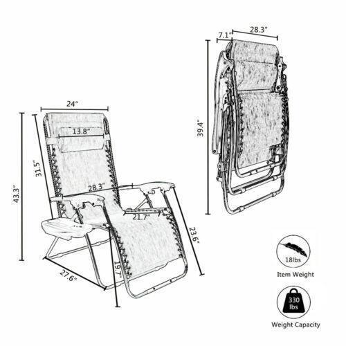 Kitcheniva Oversized Zero Gravity Folding Outdoor Chair