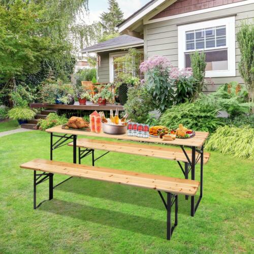 Kitcheniva 3-Piece Outdoor Wood Picnic Table Dining Set