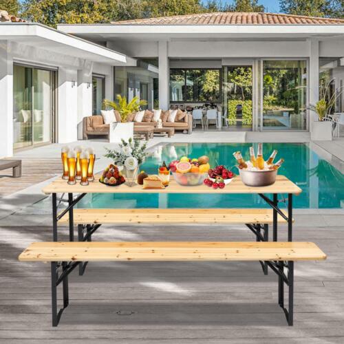 Kitcheniva 3-Piece Outdoor Wood Picnic Table Dining Set