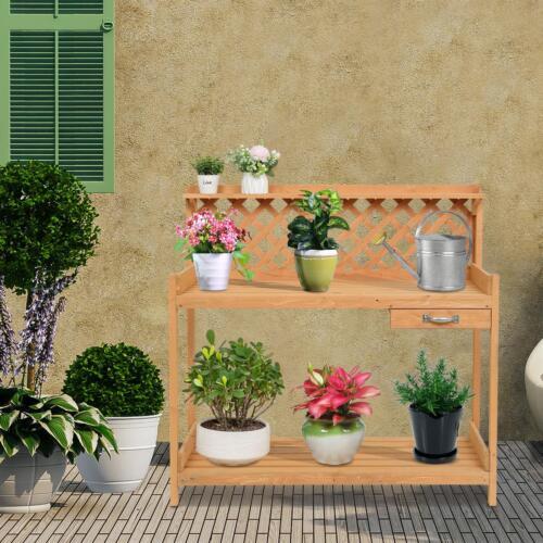 Kitcheniva Wood Outdoor Potting Bench with Storage Shelf