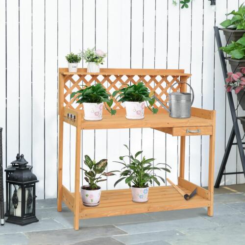 Kitcheniva Wood Outdoor Potting Bench with Storage Shelf