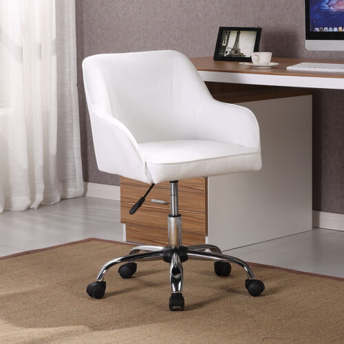 Modern Executive Desk Adjustable Swivel Height Velvet, White