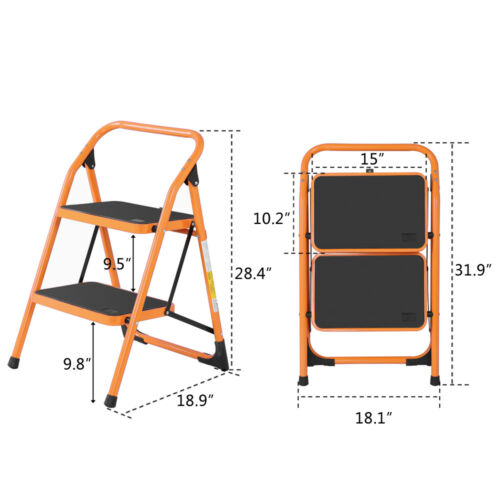 Kitcheniva Portable Anti-Slip 2 Step Ladder Folding Step Stool