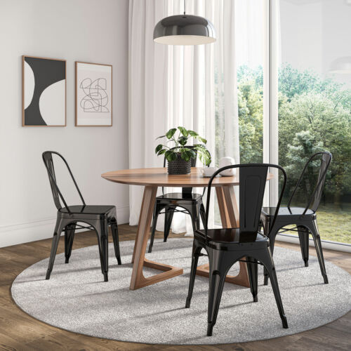 Modern Set of 4 Armless Metal Dining Chairs