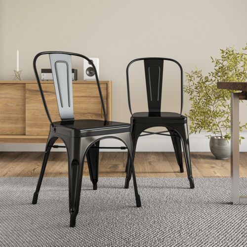 Modern Set of 4 Armless Metal Dining Chairs