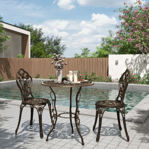 3-Pcs Bronze Bistro Outdoor Patio Chair Set