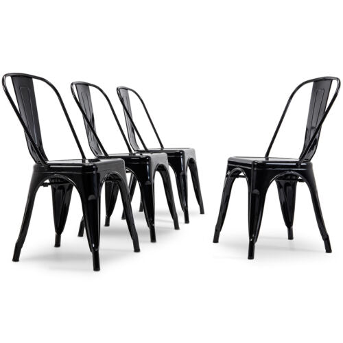 Modern Set of 4 Armless Metal Dining Chairs