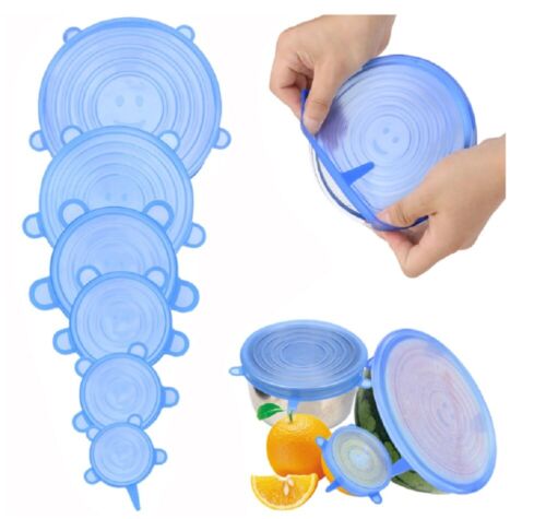 6-Pcs Reusable Silicone Wraps Bowl Seal